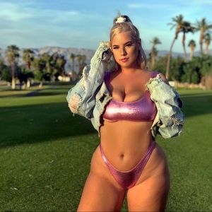 Metallic pink bikini worn once